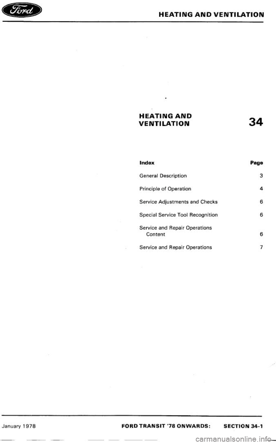 FORD TRANSIT 1978  Service Repair Manual 