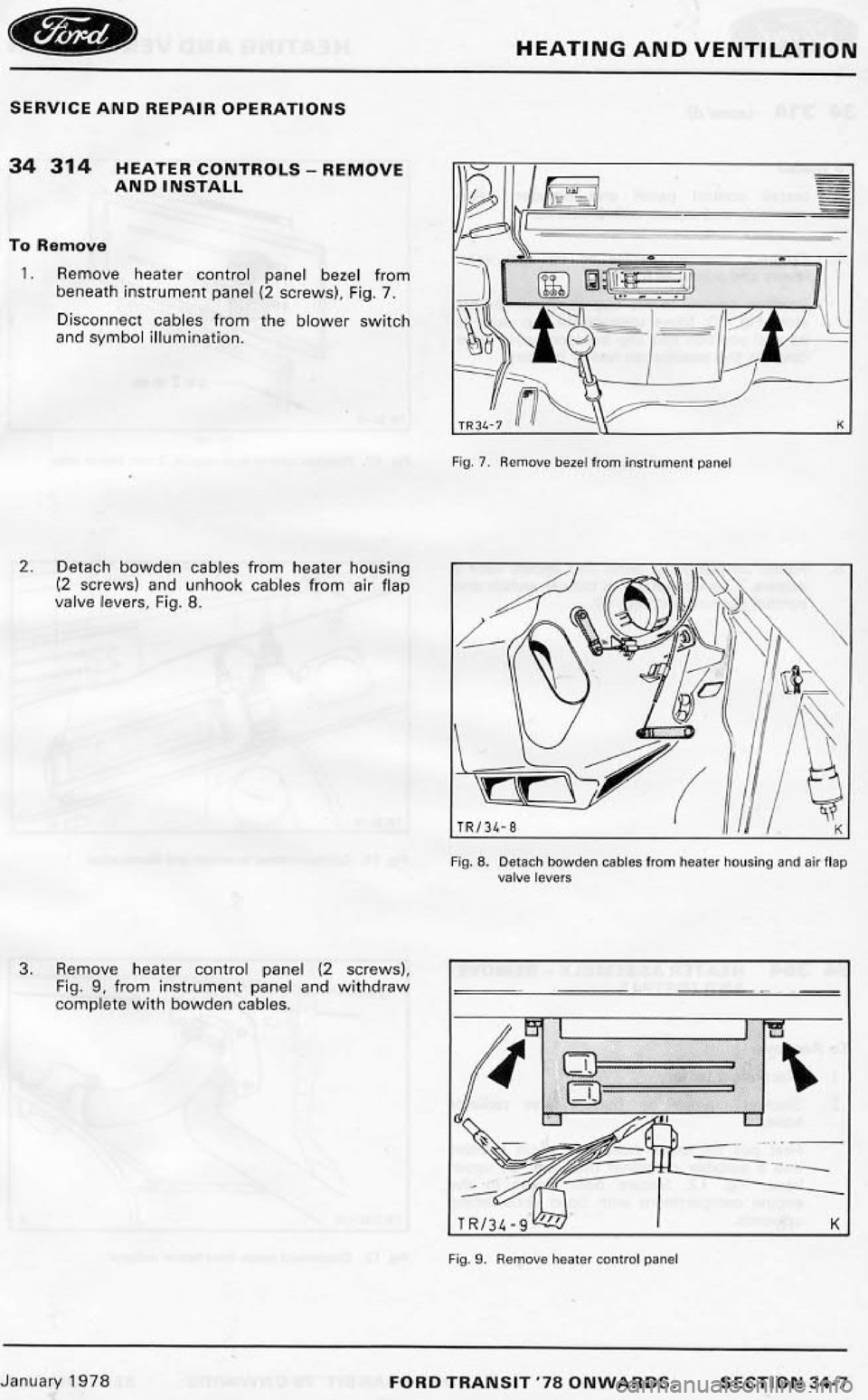 FORD TRANSIT 1978  Service Repair Manual 