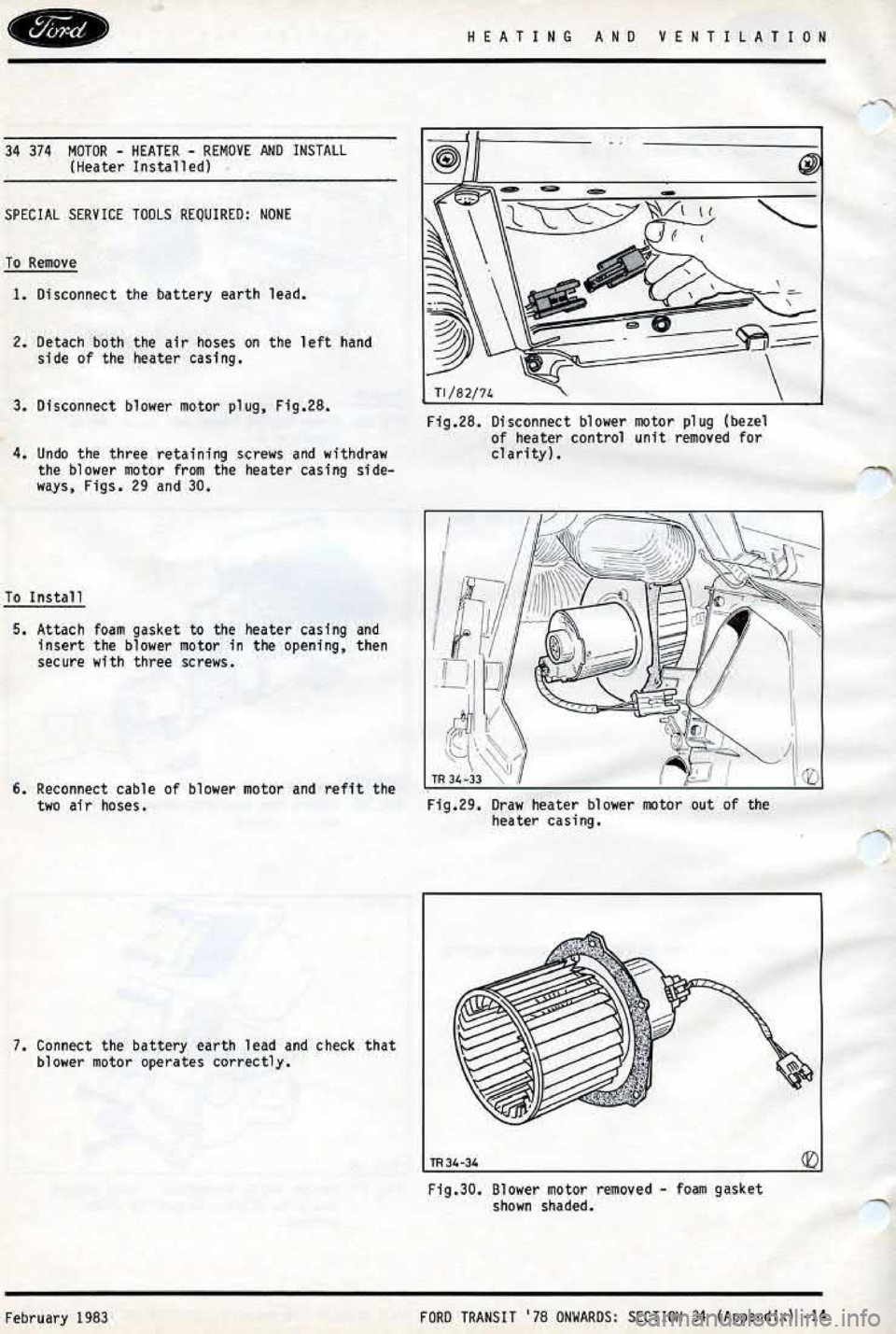 FORD TRANSIT 1978  Service Repair Manual 
