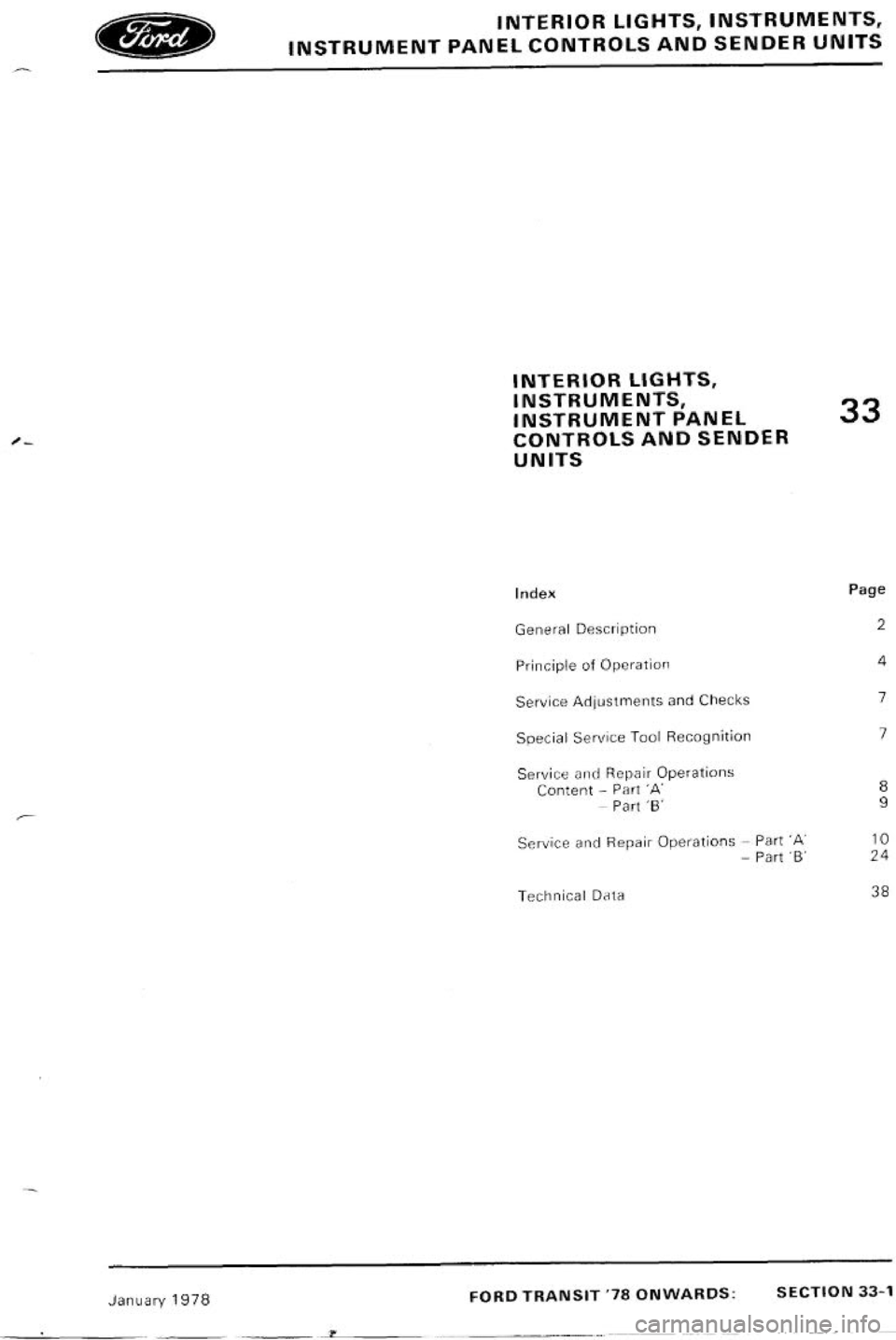 FORD TRANSIT 1978  Service Repair Manual 