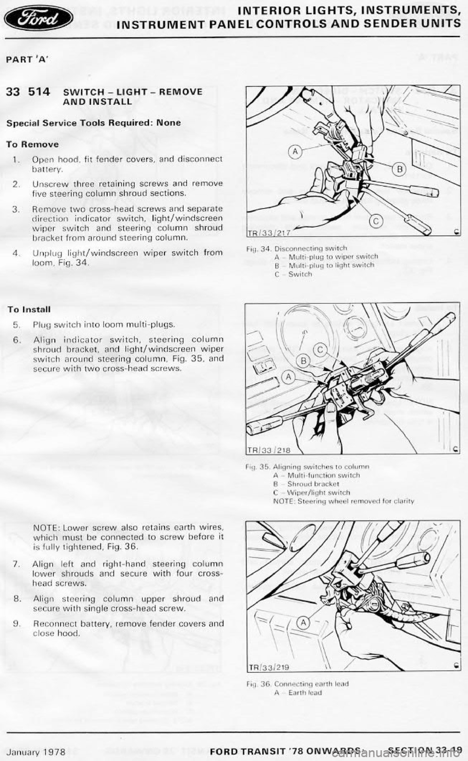 FORD TRANSIT 1978  Service Repair Manual 