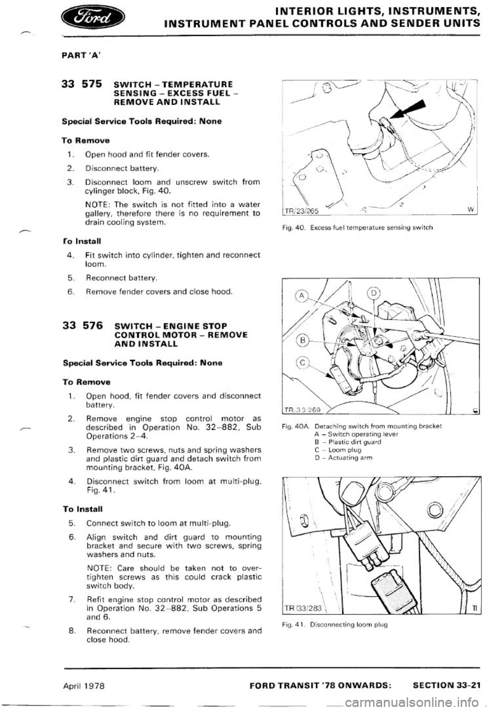FORD TRANSIT 1978  Service Repair Manual 