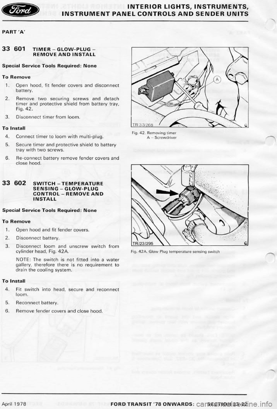 FORD TRANSIT 1978  Service Repair Manual 