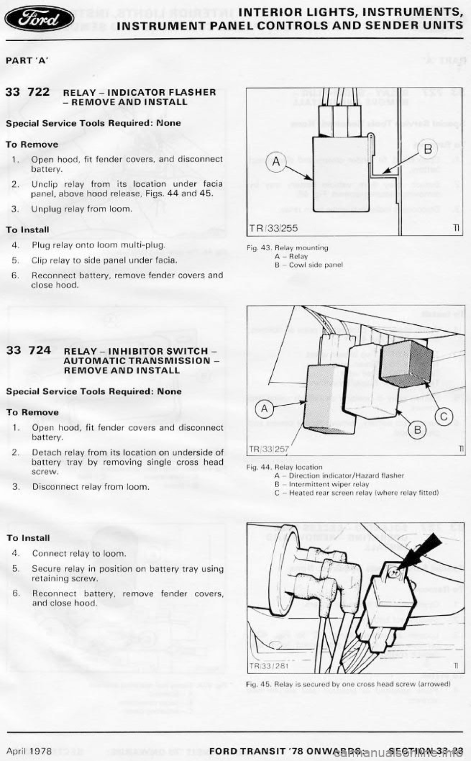 FORD TRANSIT 1978  Service Repair Manual 