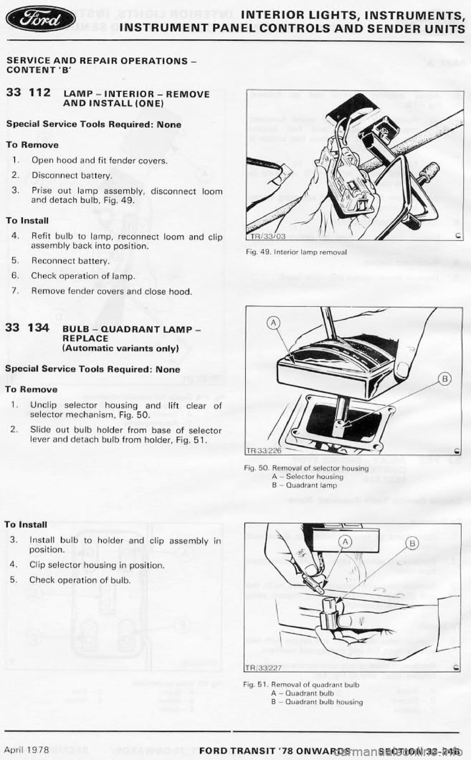 FORD TRANSIT 1978  Service Repair Manual 