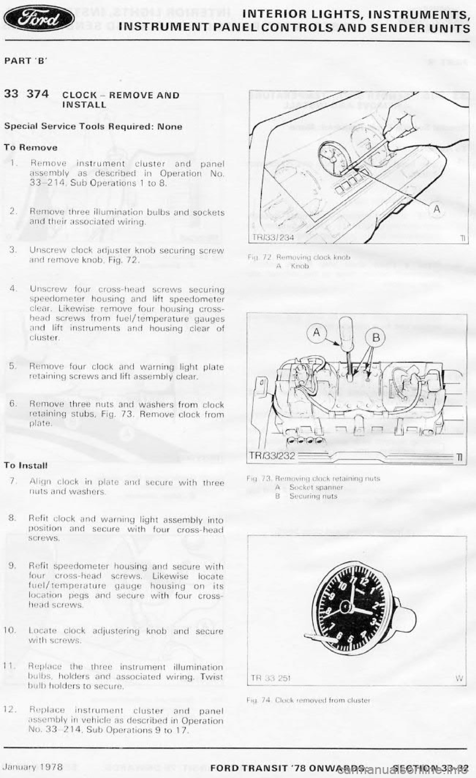 FORD TRANSIT 1978  Service Repair Manual 