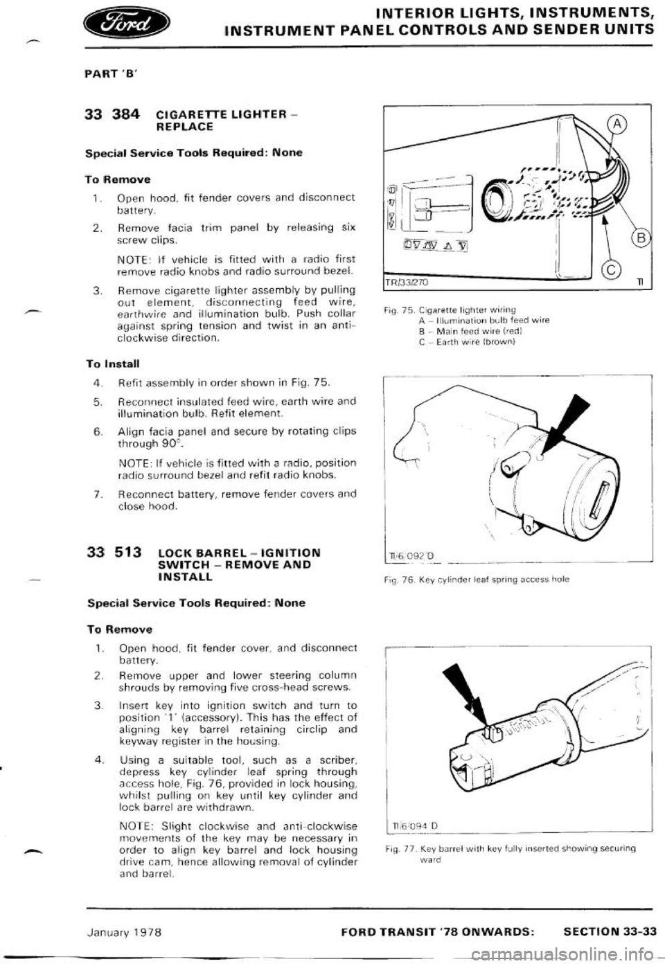 FORD TRANSIT 1978  Service Repair Manual 