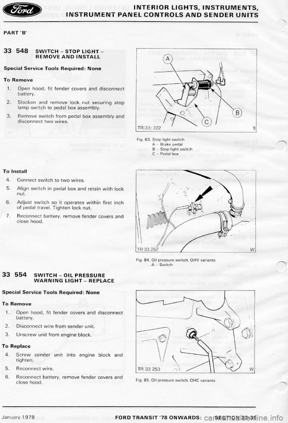 FORD TRANSIT 1978  Service Repair Manual 