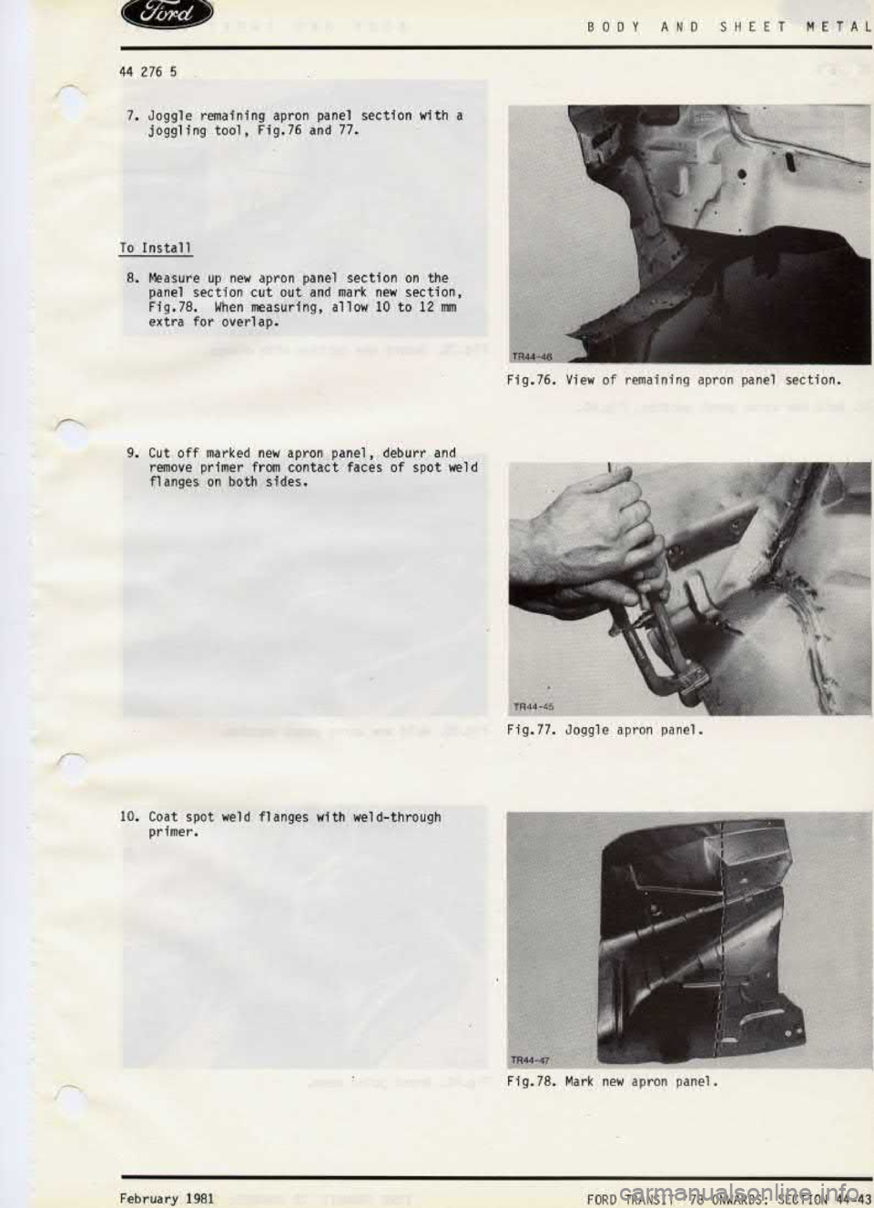 FORD TRANSIT 1978  Service Repair Manual 