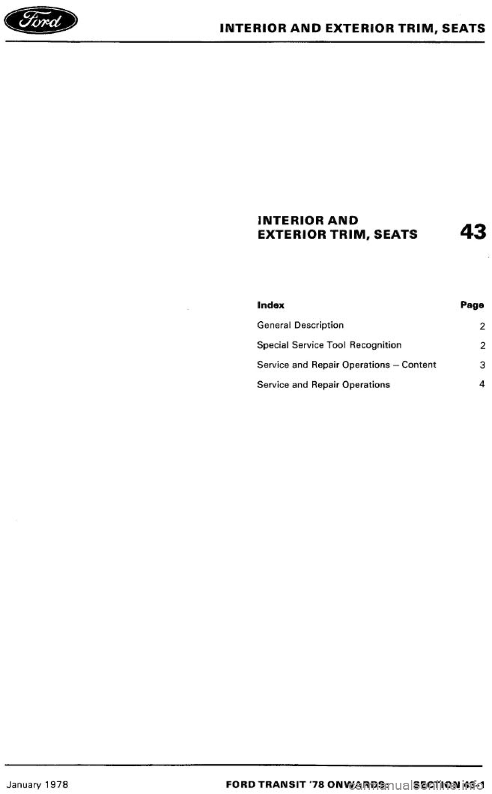 FORD TRANSIT 1978  Service Repair Manual 