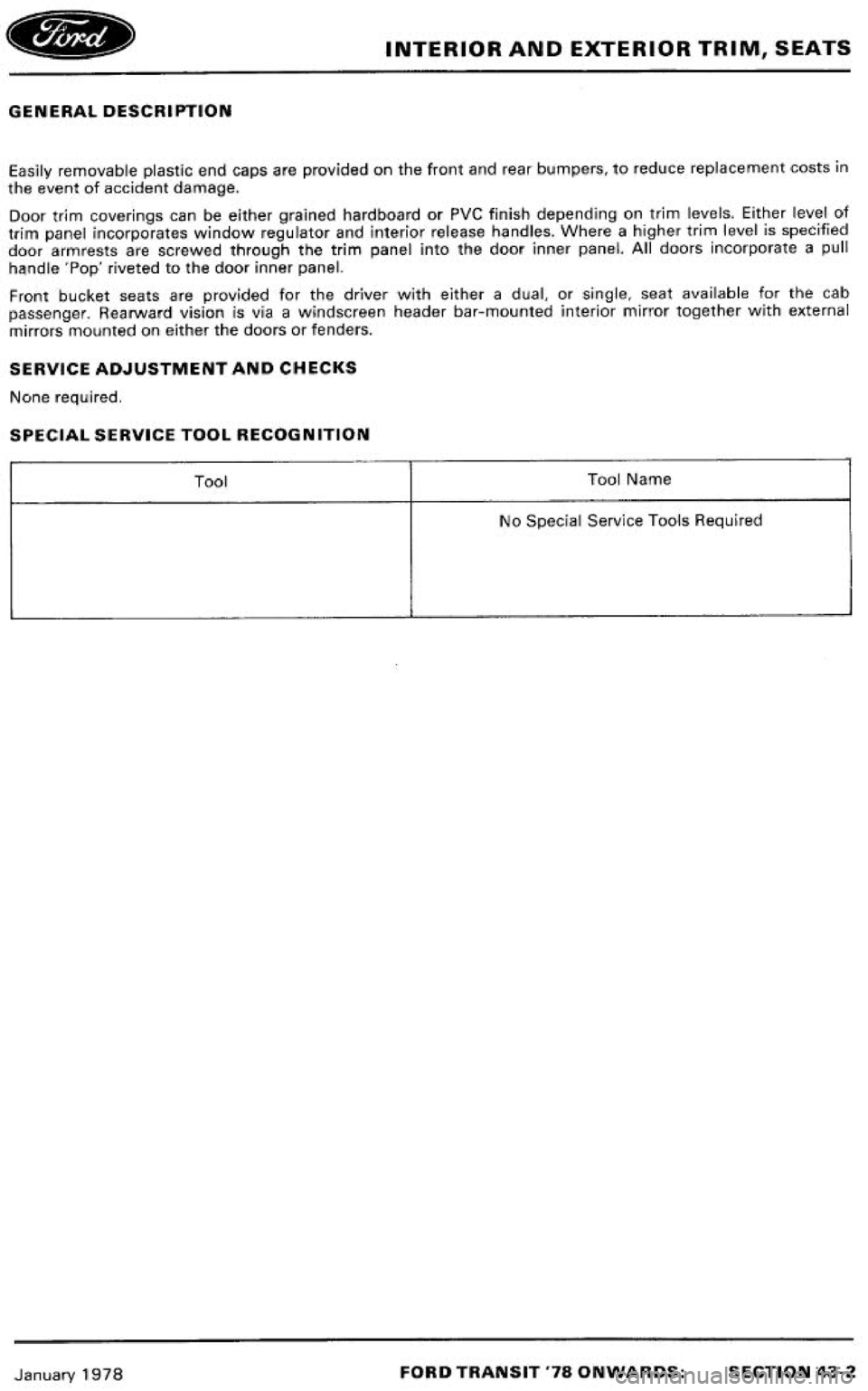 FORD TRANSIT 1978  Service Repair Manual 