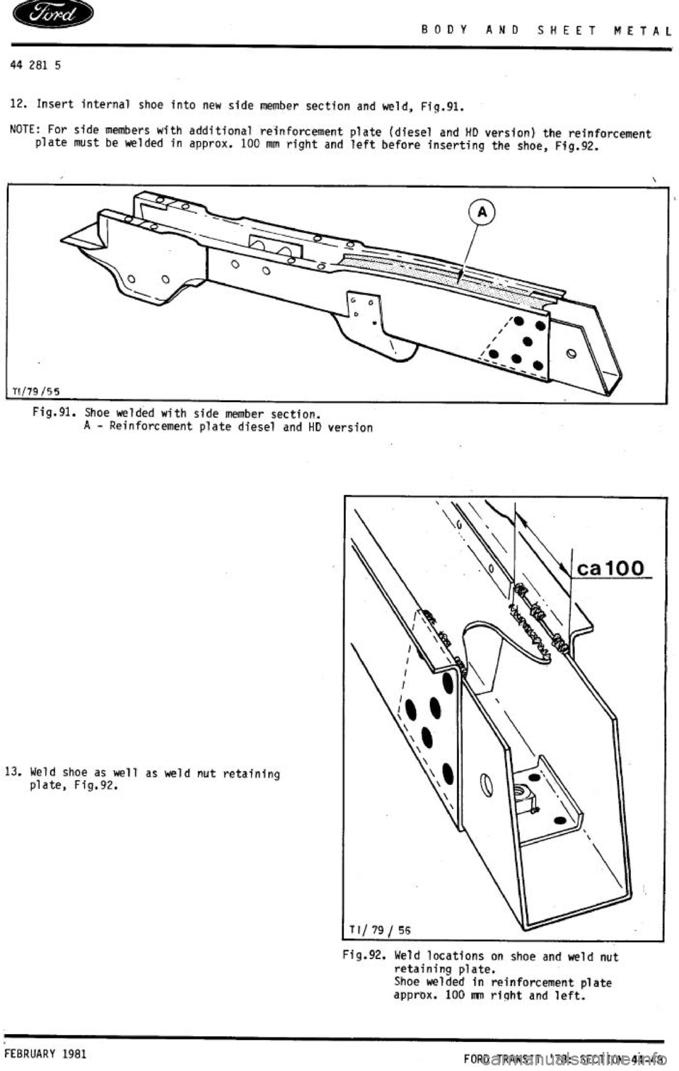 FORD TRANSIT 1978  Service Repair Manual 
