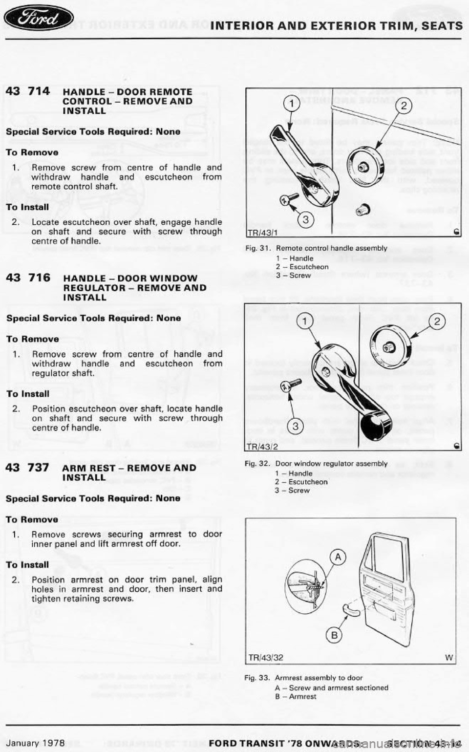 FORD TRANSIT 1978  Service Repair Manual 