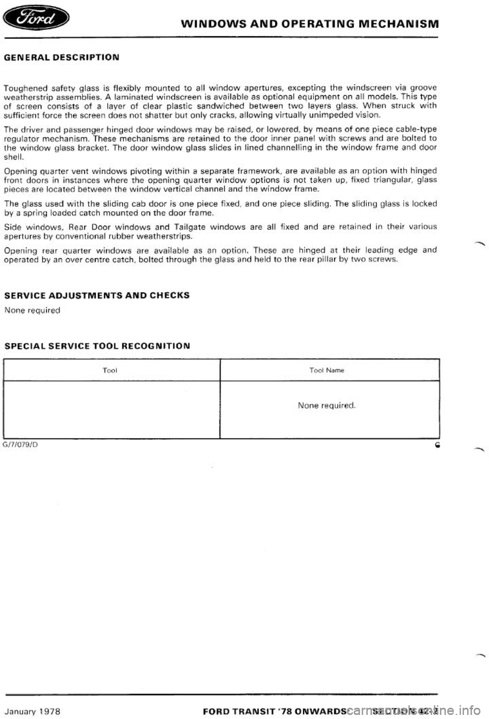 FORD TRANSIT 1978  Service Repair Manual 