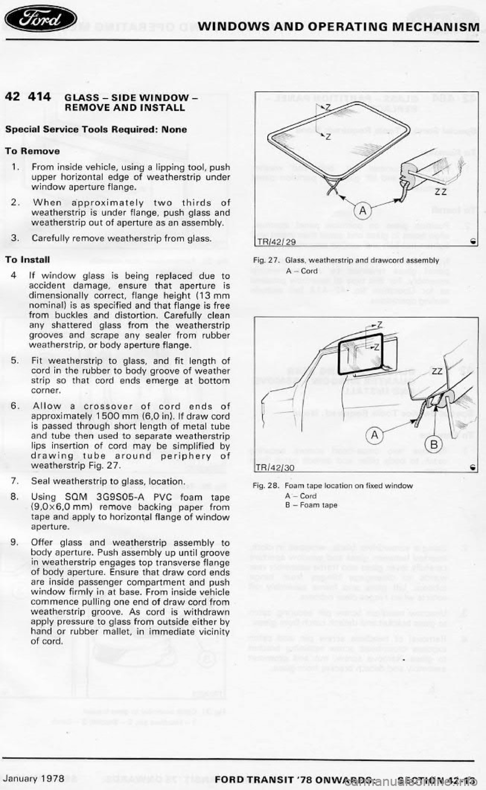 FORD TRANSIT 1978  Service Repair Manual 