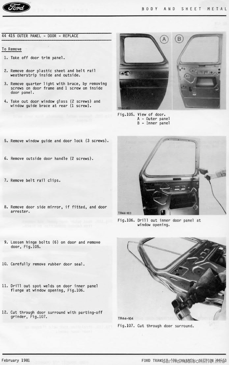 FORD TRANSIT 1978  Service Repair Manual 