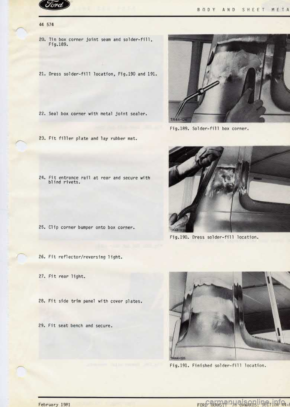FORD TRANSIT 1978  Service Repair Manual 