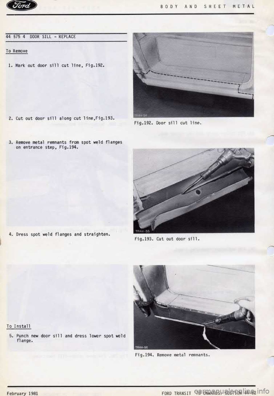 FORD TRANSIT 1978  Service Repair Manual 