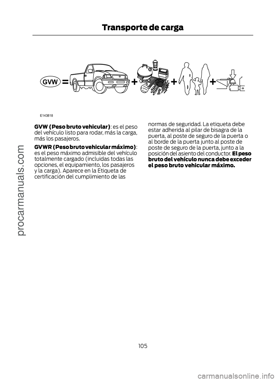 FORD ECOSPORT 2017  Owners Manual �(������
�*�9�:
GVW (Peso bruto vehicular): es el peso
del vehículo listo para rodar, más la carga,
más los pasajeros.
GVWR (Peso bruto vehicular máximo):
es el peso máximo admisible del ve