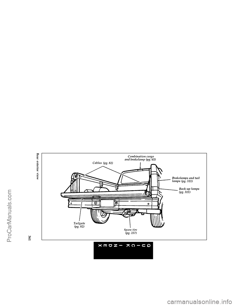 FORD F250 1997  Owners Manual 361 [QI03500(F )04/96]
full page art:0021032-A
Rear exterior view
File:16ltqif.ex
Update:Tue May 28 08:54:23 1996
ProCarManuals.com 