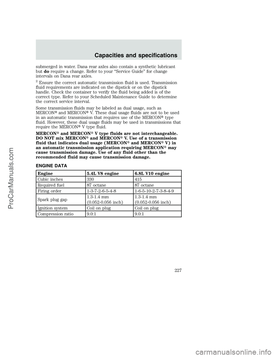 FORD F350 2000 Owners Manual submerged in water. Dana rear axles also contain a synthetic lubricant
butdorequire a change. Refer to your “Service Guide” for change
intervals on Dana rear axles.
2Ensure the correct automatic t FORD F350 2000 Owners Manual submerged in water. Dana rear axles also contain a synthetic lubricant
butdorequire a change. Refer to your “Service Guide” for change
intervals on Dana rear axles.
2Ensure the correct automatic t