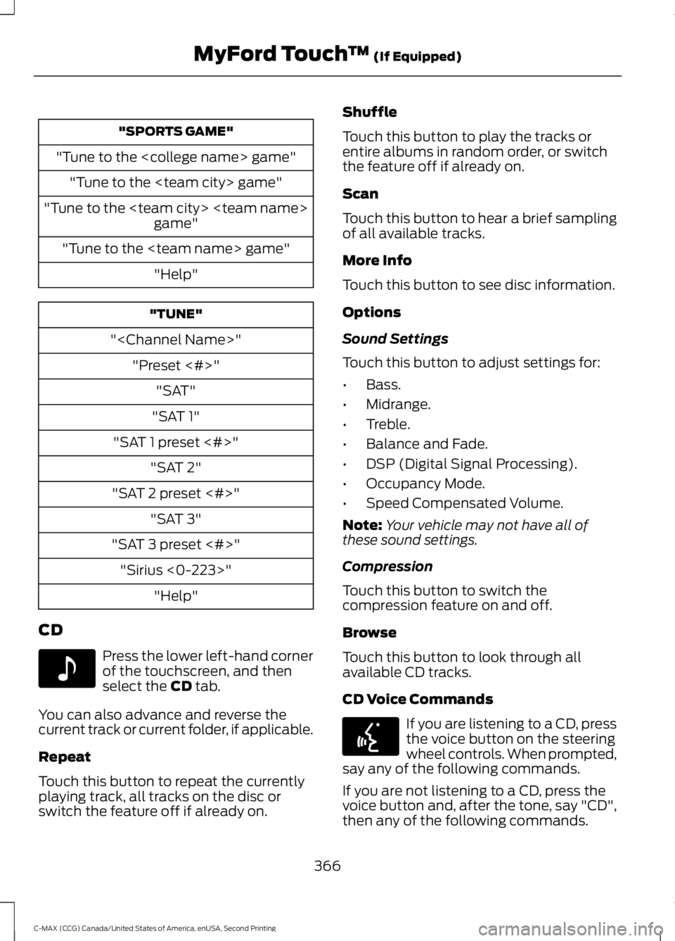 FORD C MAX 2015 Owners Manual "SPORTS GAME"
"Tune to the <college name> game" "Tune to the <team city> game"
"Tune to the <team city> <team name> game"
"Tune to the <team name> game" "He FORD C MAX 2015 Owners Manual "SPORTS GAME"
"Tune to the <college name> game" "Tune to the <team city> game"
"Tune to the <team city> <team name> game"
"Tune to the <team name> game" "He