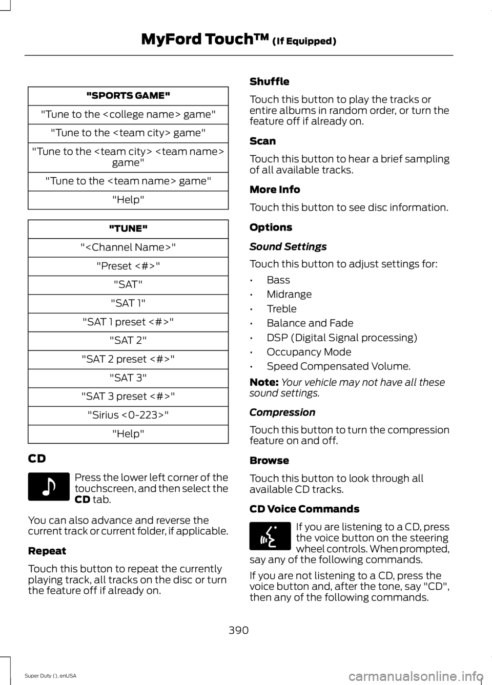 FORD F250 2015 Owners Manual "SPORTS GAME"
"Tune to the <college name> game" "Tune to the <team city> game"
"Tune to the <team city> <team name> game"
"Tune to the <team name> game" "He FORD F250 2015 Owners Manual "SPORTS GAME"
"Tune to the <college name> game" "Tune to the <team city> game"
"Tune to the <team city> <team name> game"
"Tune to the <team name> game" "He