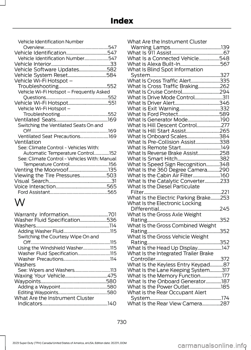 FORD SUPER DUTY 2023  Owners Manual Vehicle Identification NumberOverview...........................................................547Vehicle Identification..................................547Vehicle Identification Number.............