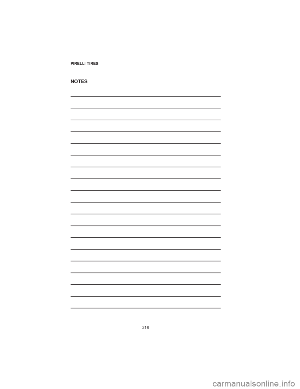 DODGE CHALLENGER SRT 2019  Vehicle Warranty NOTES
PIRELLI TIRES216 