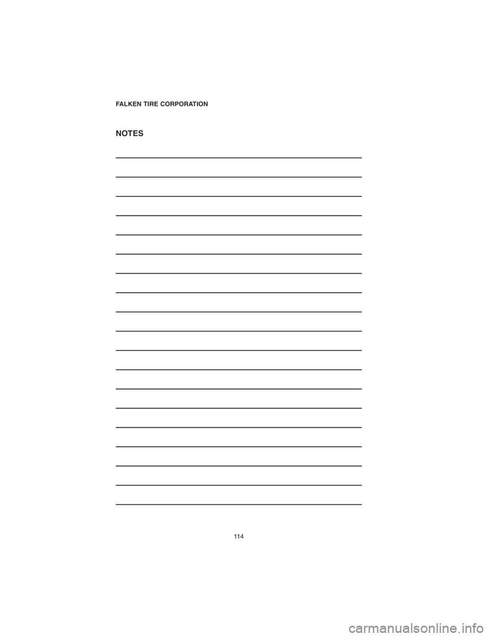 DODGE CHARGER SRT 2018  Vehicle Warranty NOTES
FALKEN TIRE CORPORATION
11 4 