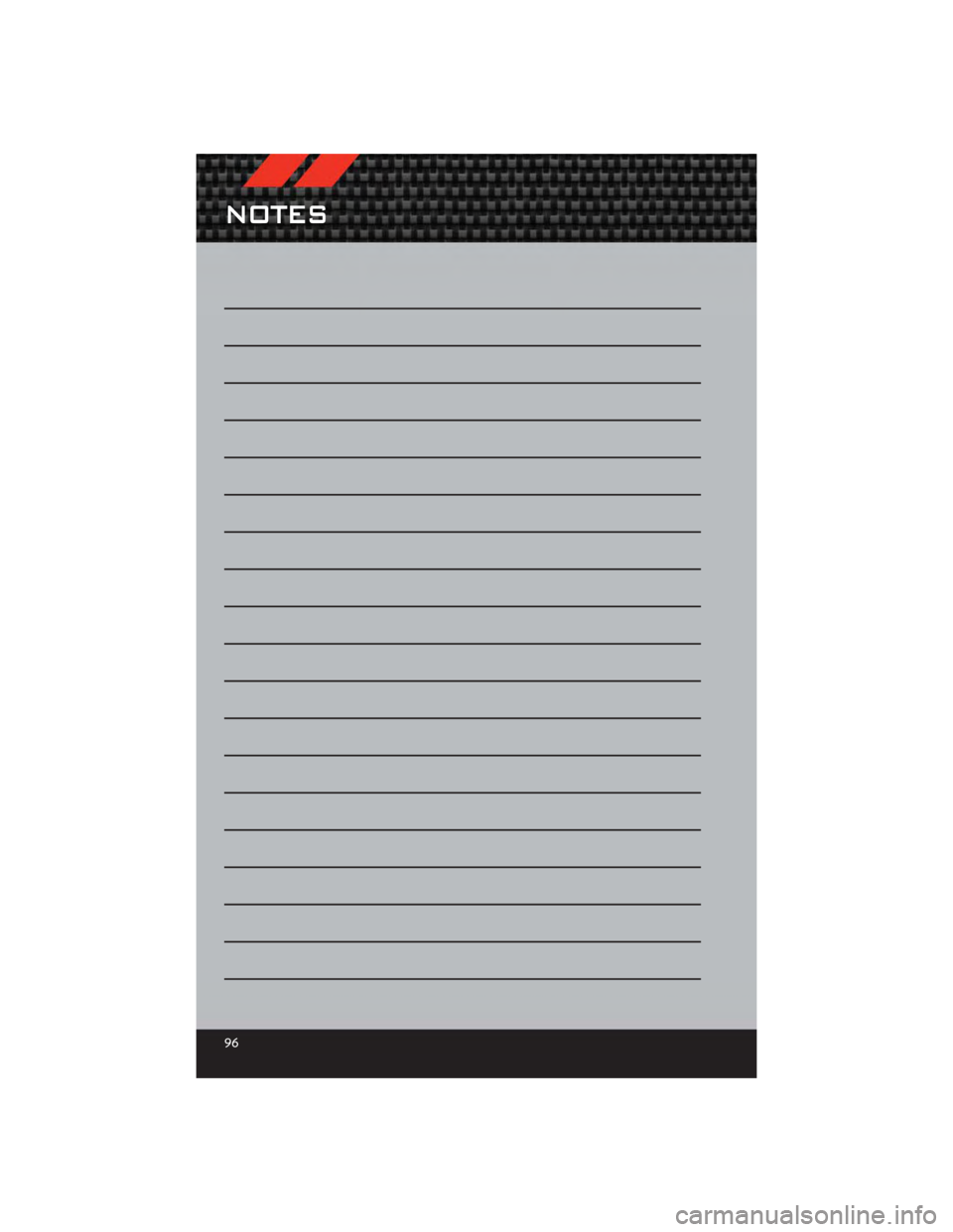 DODGE CALIBER 2012 1.G User Guide NOTES
96 