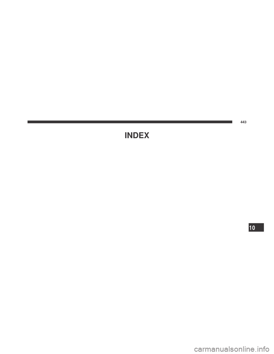 DODGE CHALLENGER 2009 3.G Owners Manual INDEX
10
443 
