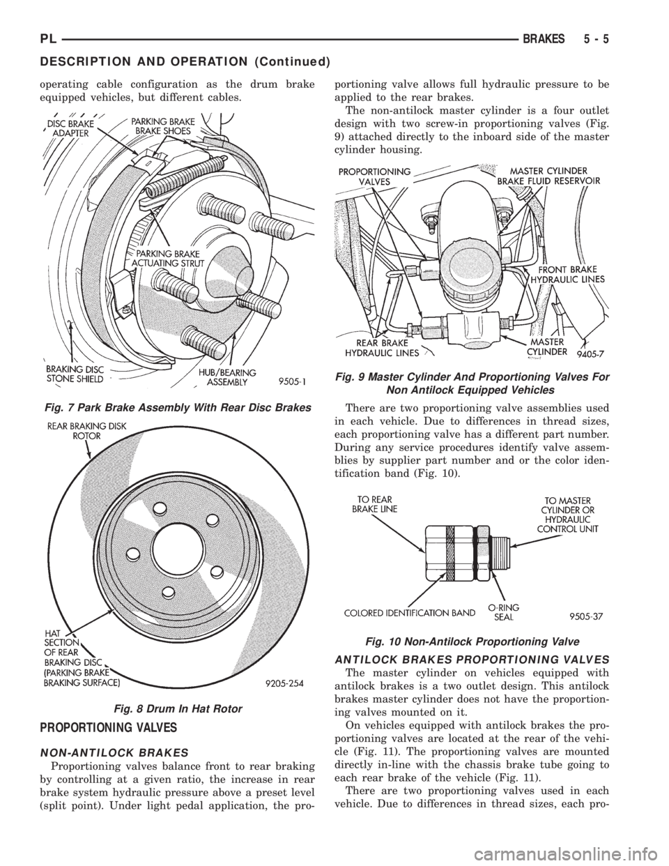 DODGE NEON 1999 Service Repair Manual operating cable configuration as the drum brake
equipped vehicles, but different cables.
PROPORTIONING VALVES
NON-ANTILOCK BRAKES
Proportioning valves balance front to rear braking
by controlling at a DODGE NEON 1999 Service Repair Manual operating cable configuration as the drum brake
equipped vehicles, but different cables.
PROPORTIONING VALVES
NON-ANTILOCK BRAKES
Proportioning valves balance front to rear braking
by controlling at a