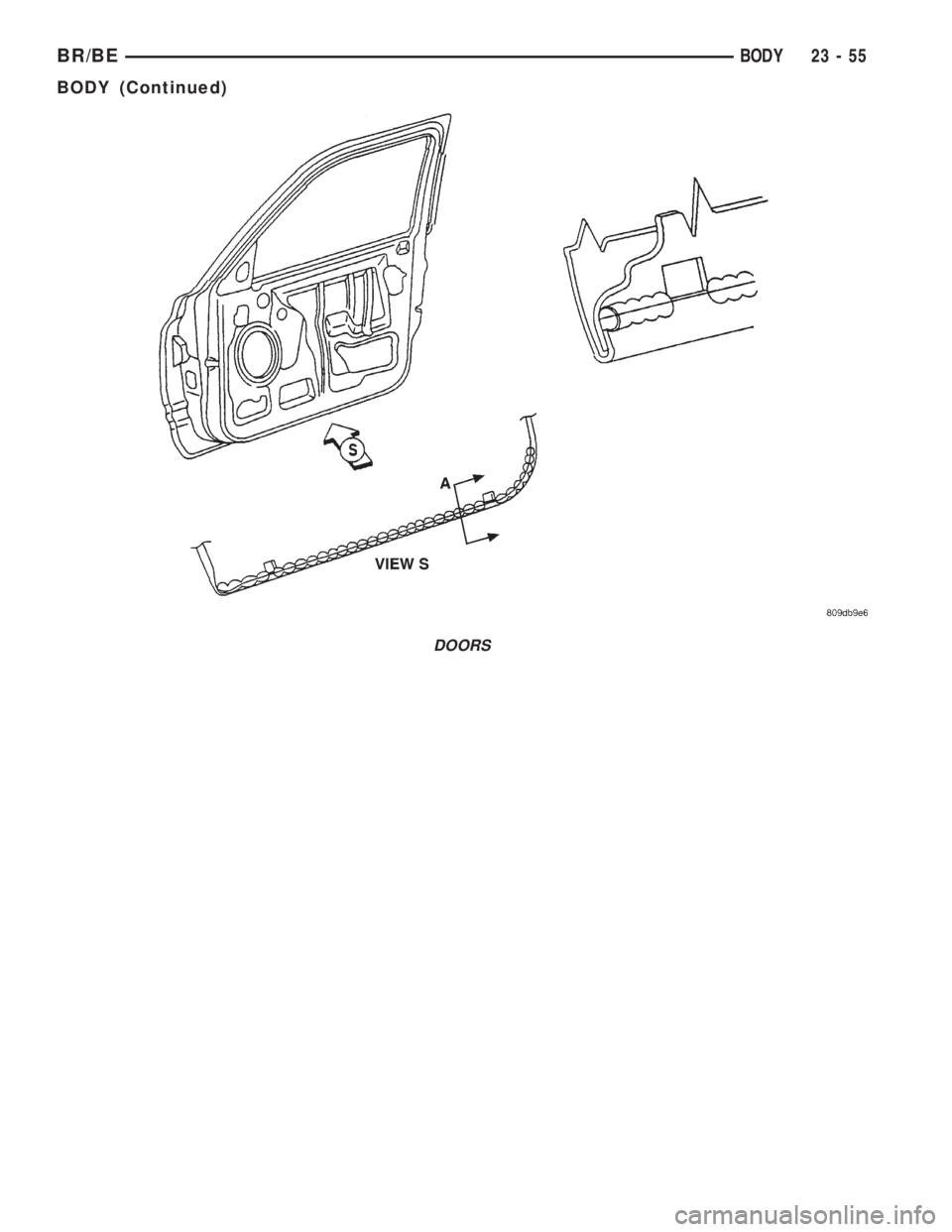 DODGE RAM 2001  Service Repair Manual DOORS
BR/BEBODY 23 - 55
BODY (Continued) 