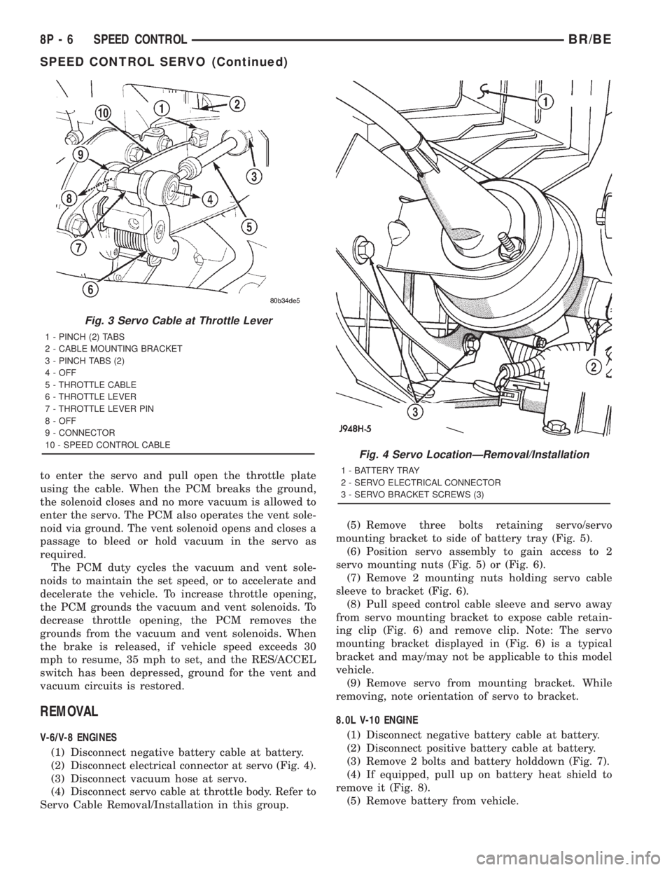 DODGE RAM 2001 Service Repair Manual to enter the servo and pull open the throttle plate
using the cable. When the PCM breaks the ground,
the solenoid closes and no more vacuum is allowed to
enter the servo. The PCM also operates the ven DODGE RAM 2001 Service Repair Manual to enter the servo and pull open the throttle plate
using the cable. When the PCM breaks the ground,
the solenoid closes and no more vacuum is allowed to
enter the servo. The PCM also operates the ven