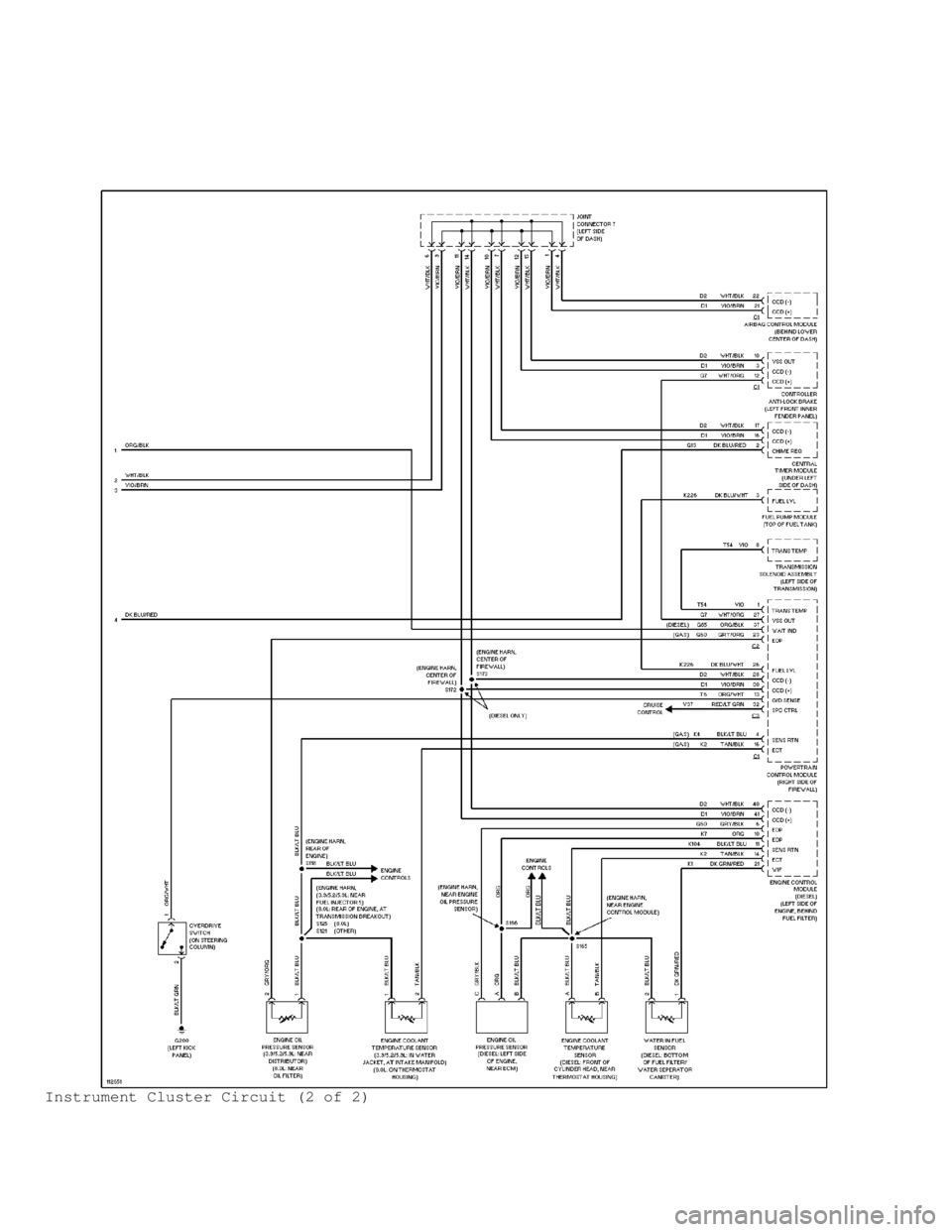 DODGE RAM 1999  Service Repair Manual Instrument Cluster Circuit (2 of 2)                                      