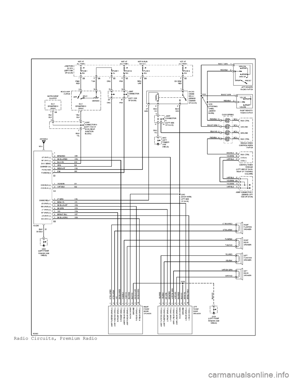 DODGE RAM 1999  Service Repair Manual Radio Circuits, Premium Radio                                      