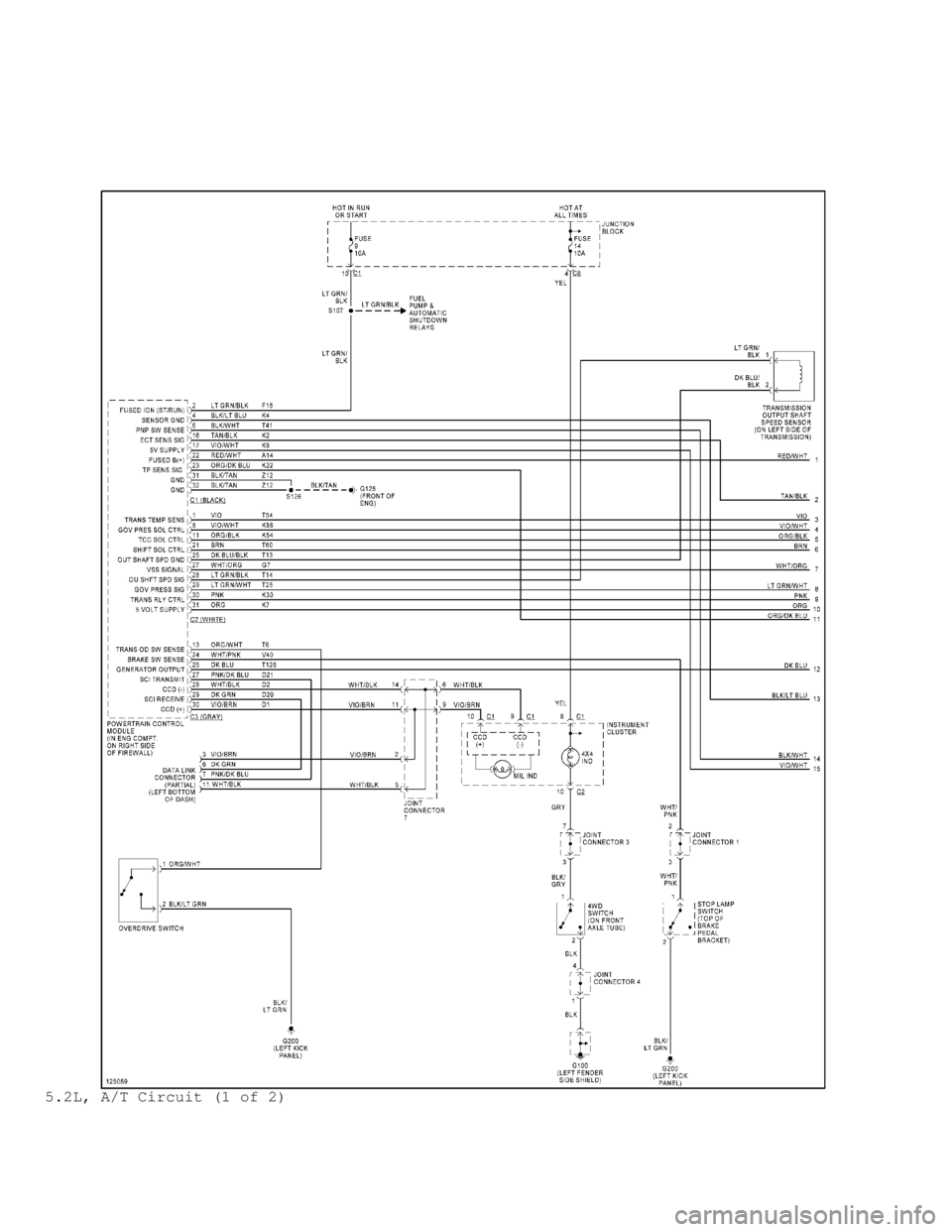 DODGE RAM 1999  Service Repair Manual 5.2L, A/T Circuit (1 of 2)                                      