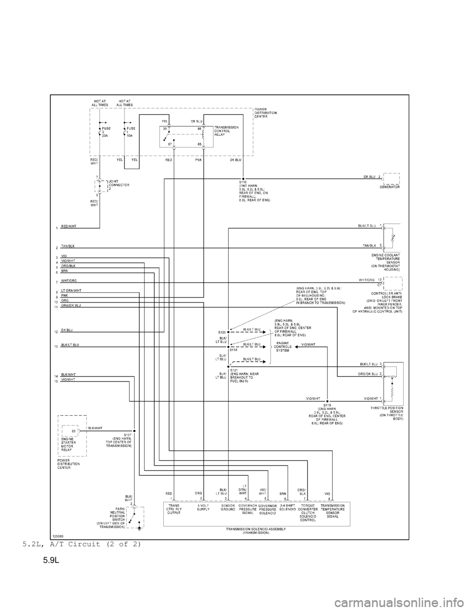 DODGE RAM 1999  Service Repair Manual 5.2L, A/T Circuit (2 of 2)
         5.9L                                      