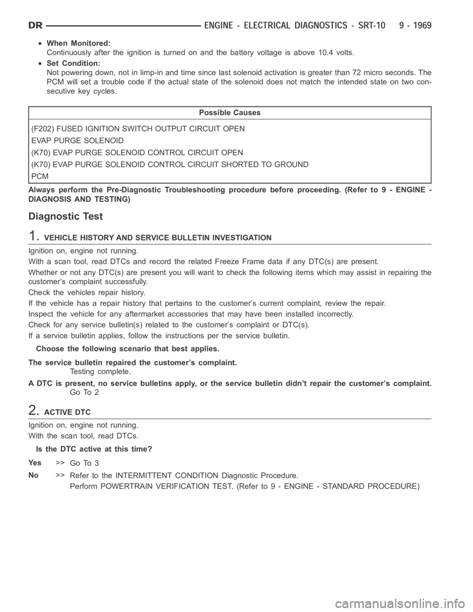 DODGE RAM SRT-10 2006 Service Repair Manual When Monitored:
Continuously after the ignition is turned on and the battery voltage is above 10.4 volts.
Set Condition:
Not powering down, not in limp-in and time since last solenoid activation is gr DODGE RAM SRT-10 2006 Service Repair Manual When Monitored:
Continuously after the ignition is turned on and the battery voltage is above 10.4 volts.
Set Condition:
Not powering down, not in limp-in and time since last solenoid activation is gr