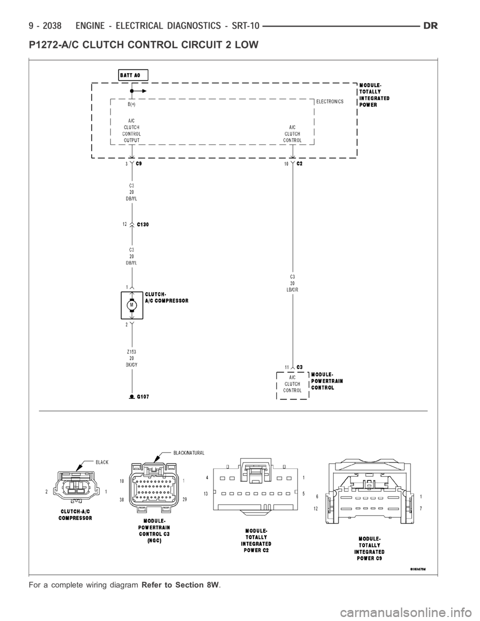 DODGE RAM SRT-10 2006  Service Repair Manual P1272-A/C CLUTCH CONTROL CIRCUIT 2 LOW
For a complete wiring diagramRefer to Section 8W. 