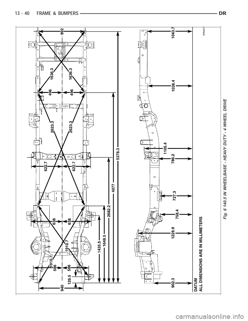 DODGE RAM SRT-10 2006  Service Repair Manual Fig. 6 140.5 IN WHEELBASE - HEAVY DUTY - 4 WHEEL DRIVE 