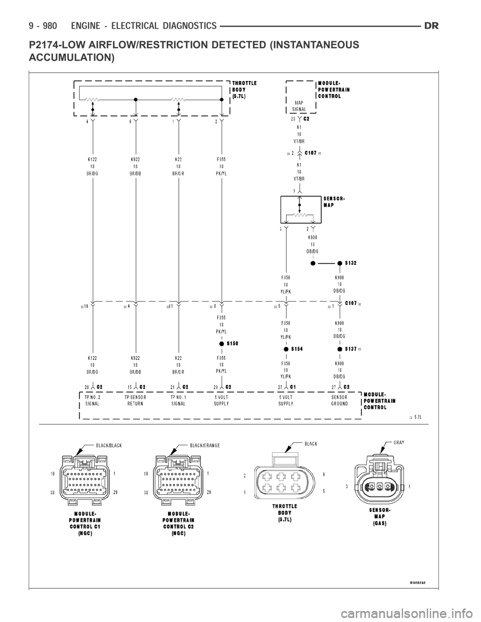 DODGE RAM SRT-10 2006  Service Repair Manual P2174-LOW AIRFLOW/RESTRICTION DETECTED (INSTANTANEOUS
ACCUMULATION) 