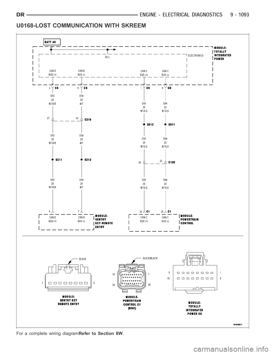 DODGE RAM SRT-10 2006  Service Repair Manual U0168-LOST COMMUNICATION WITH SKREEM
For a complete wiring diagramRefer to Section 8W. 