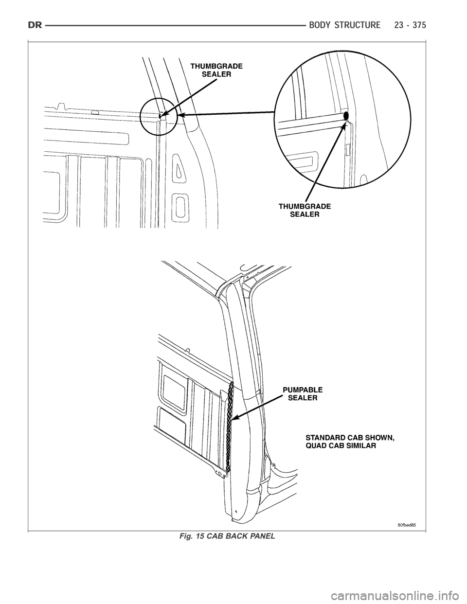 DODGE RAM SRT-10 2006  Service Repair Manual Fig. 15 CAB BACK PANEL 
