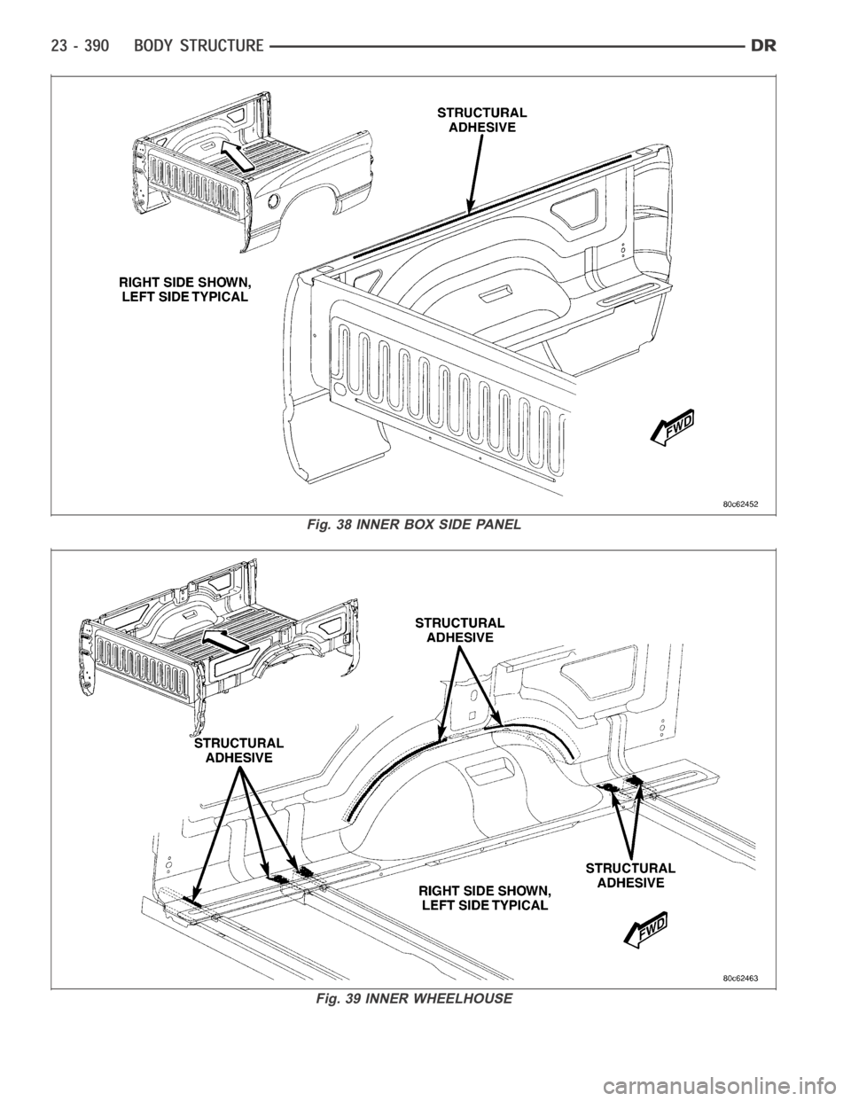 DODGE RAM SRT-10 2006  Service Repair Manual Fig. 38 INNER BOX SIDE PANEL
Fig. 39 INNER WHEELHOUSE 
