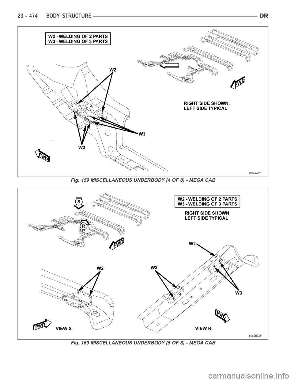 DODGE RAM SRT-10 2006  Service Repair Manual Fig. 159 MISCELLANEOUS UNDERBODY (4 OF 8) - MEGA CAB
Fig. 160 MISCELLANEOUS UNDERBODY (5 OF 8) - MEGA CAB 