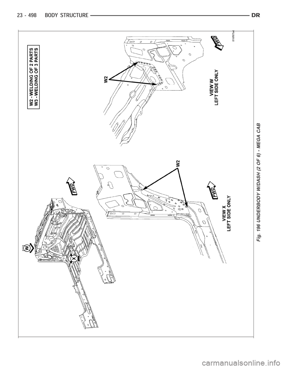 DODGE RAM SRT-10 2006  Service Repair Manual Fig. 196 UNDERBODY W/DASH (2 OF 6) - MEGA CAB 