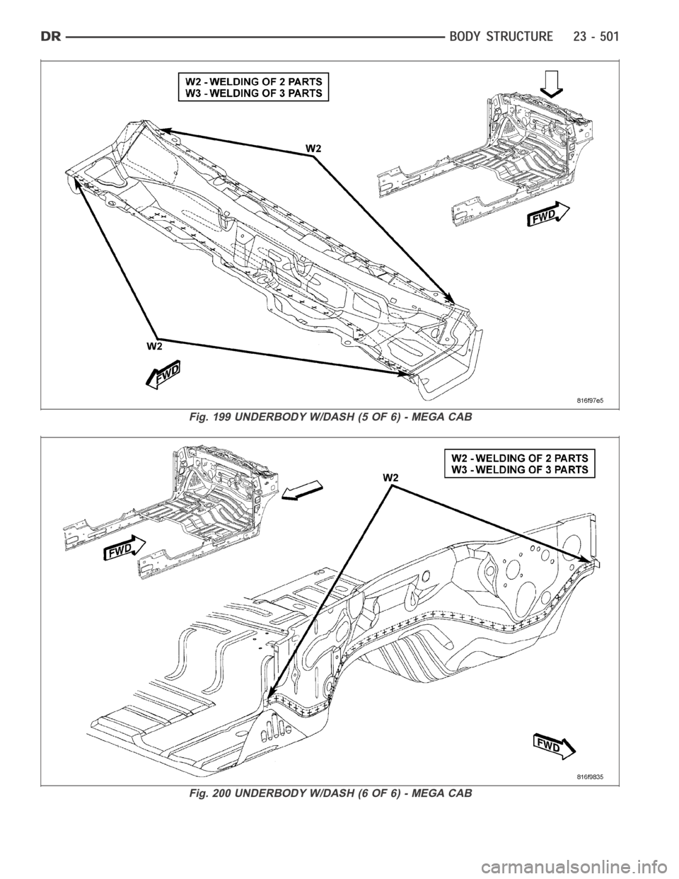 DODGE RAM SRT-10 2006  Service Repair Manual Fig. 199 UNDERBODY W/DASH (5 OF 6) - MEGA CAB
Fig. 200 UNDERBODY W/DASH (6 OF 6) - MEGA CAB 