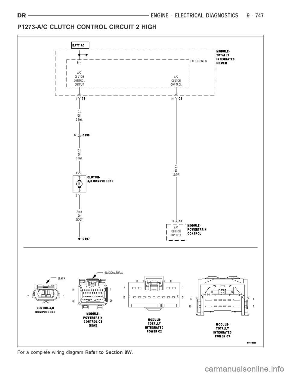 DODGE RAM SRT-10 2006  Service Repair Manual P1273-A/C CLUTCH CONTROL CIRCUIT 2 HIGH
For a complete wiring diagramRefer to Section 8W. 